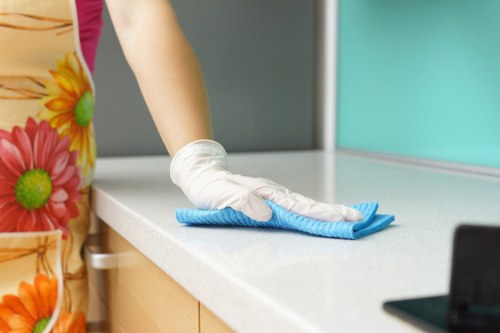 Regular cleaning routine in a bright and tidy home interior