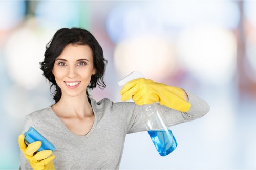 Professional sofa cleaning process in a modern living room