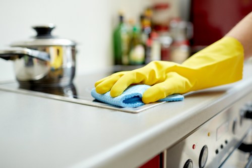 Professional cleaning crew providing commercial cleaning for a company